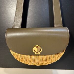 Kate Spade Nicola Wicker Spade Twistlock Convertible Sling Bag, Olive